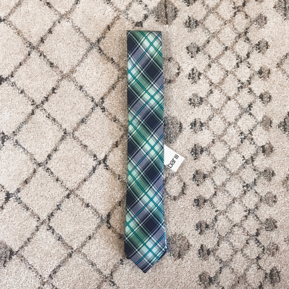 3 for $30 Bar III NWT Green & Black Hester Plaid Tie